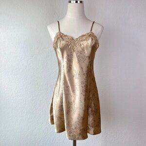 Victoria’s Secret Gold Satin Slip – Small | Boudoir Glam 90s Supermodel Lingerie